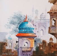 Zahid Ashraf, 12 x 12 Inch, Watercolor on Canvase, Cityscape Painting, AC-ZHA-032